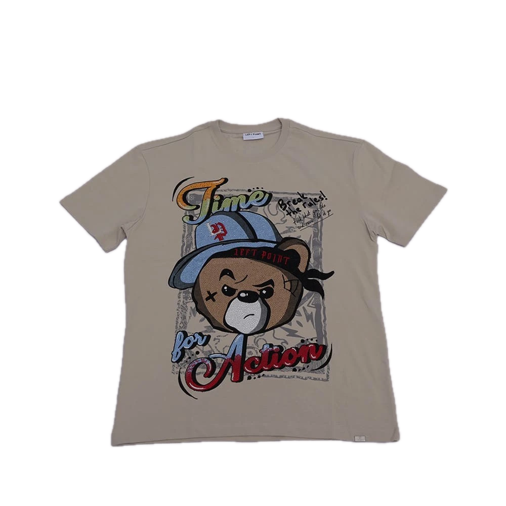 [PLABG042] Left Point Crystal Bear Blue Hat Time For Action T-Shirt