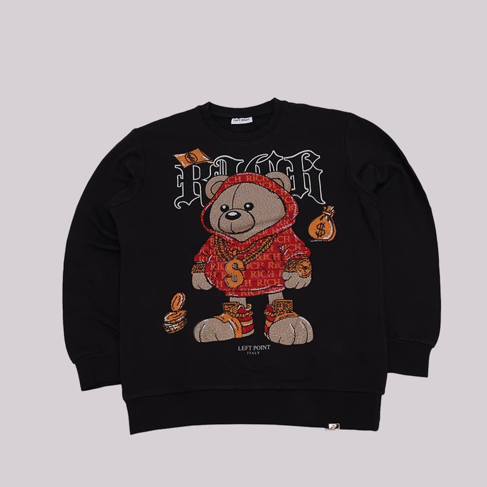 Crewneck Left Point Crystal Red Bear