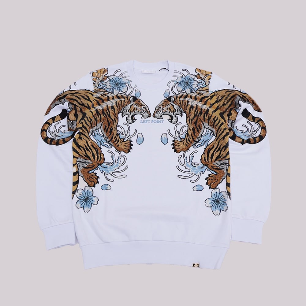 Crewneck Left Point Crystal Tiger