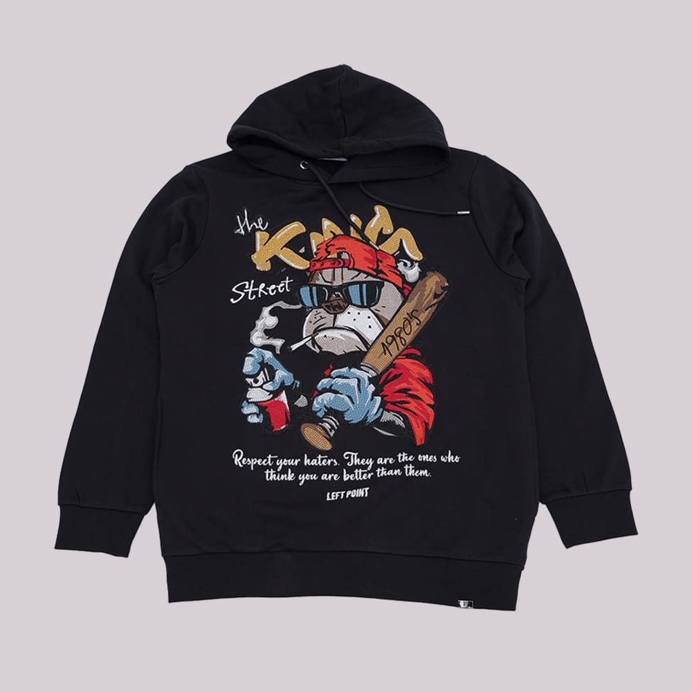 Left Point Crystal Dog Red with bat Sweatshirt