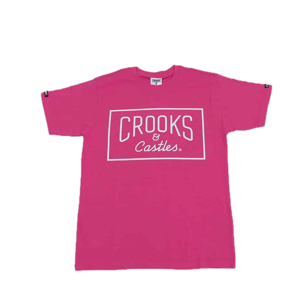 [PLARS024] Crooks and Castles Pink White Letters T-Shirt